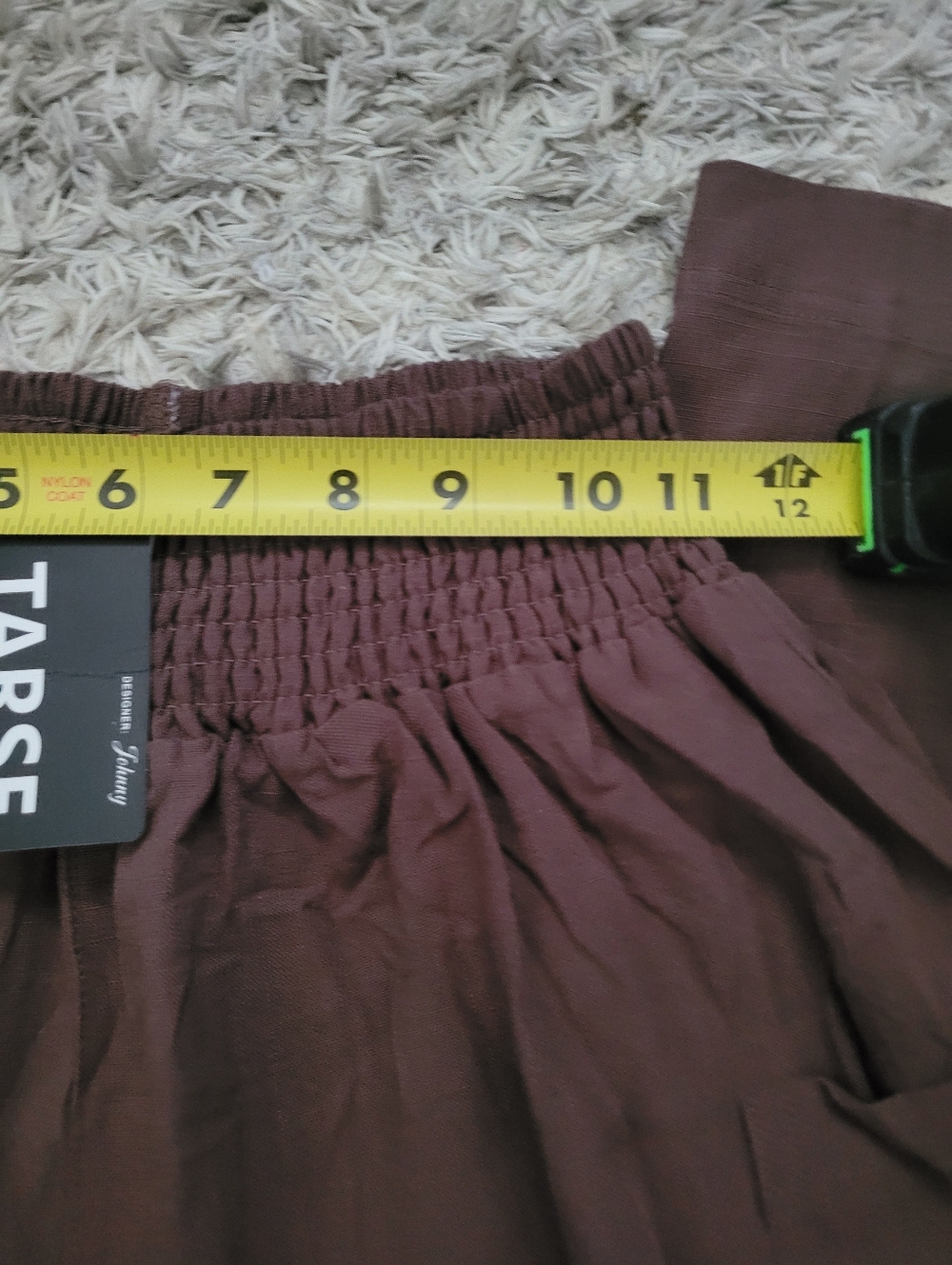 Elastic Waist Wide Leg Pants - Dark Brown - Picture 6 of 6